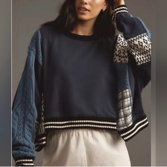Pilcro Tops - Pilcro Mixed Media Pullover Sweatshirt